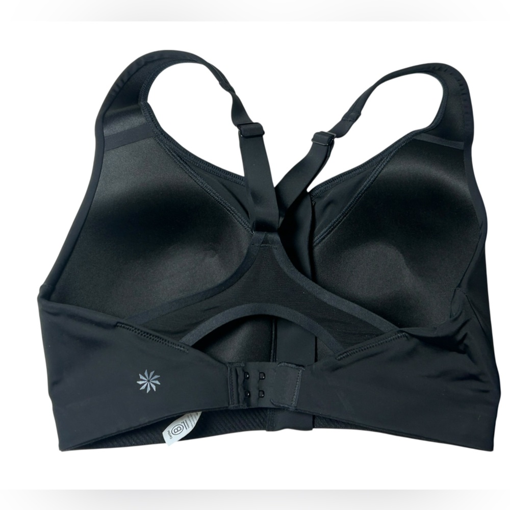ATHLETA black Advance Zip Front Bra B-DD Size wirefree 32DD sports bra NWOT - Picture 4 of 6